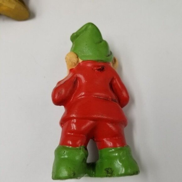 Elves Troll Gnomes Knit Caps Green Red Blue Figurines Hand Made Set 4 - Picture 8 of 10